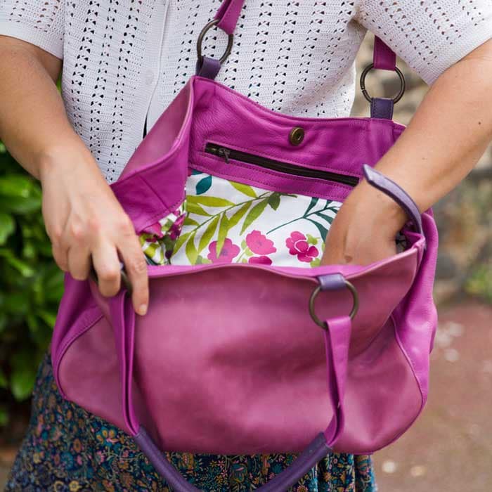 Intérieur du sac cabas fushia