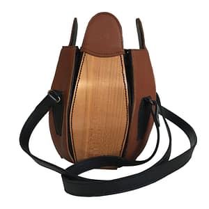 sac cuir et bois de merisier