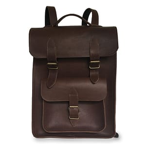 Présentation du sac à dos en cuir marron