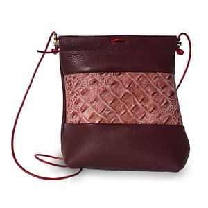 Sac clic-clac en cuir fantaisie de couleur bordeaux