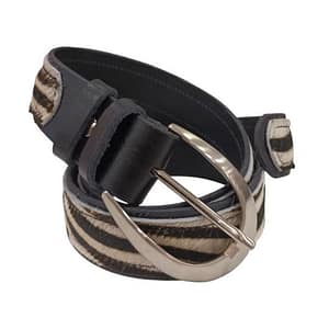 ceinture en cuir fantaisie zèbre 4 cm, fabrication artisanale