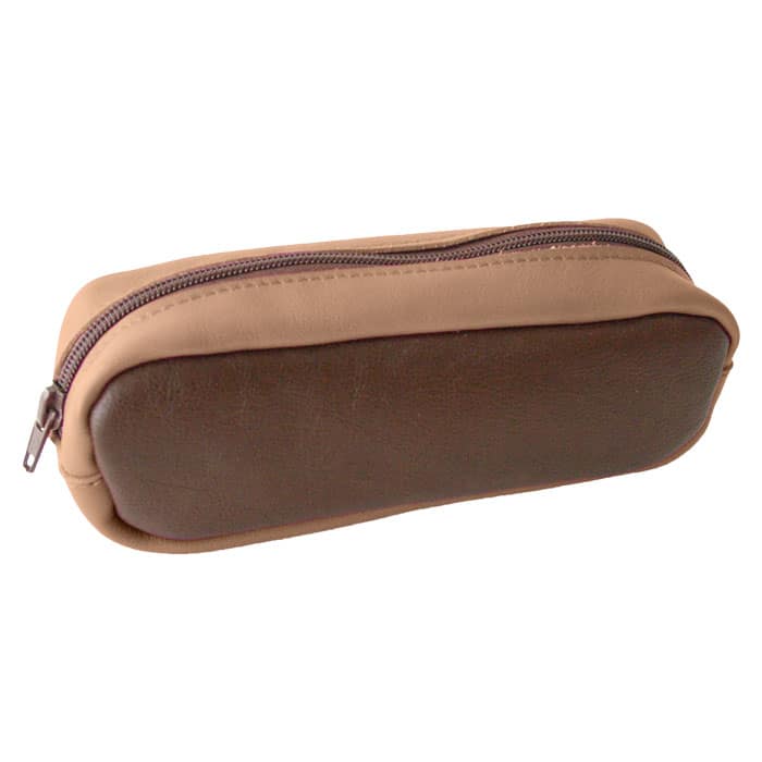 Visualiser la trousse cuir bicolore beige et marron