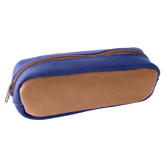 Visualiser la trousse cuir bicolore beige et bleu