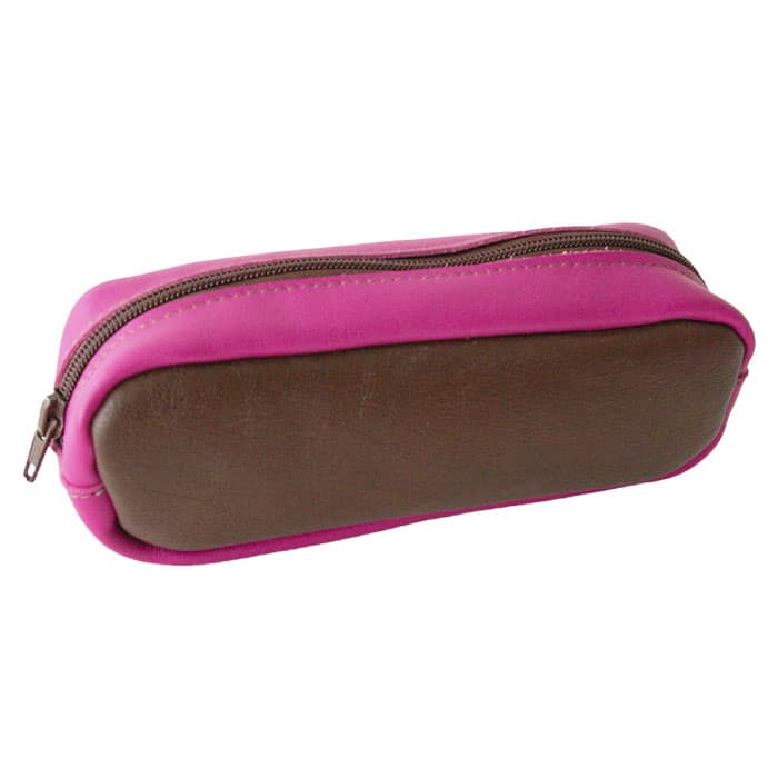 Visualiser la trousse cuir bicolore rose et marron