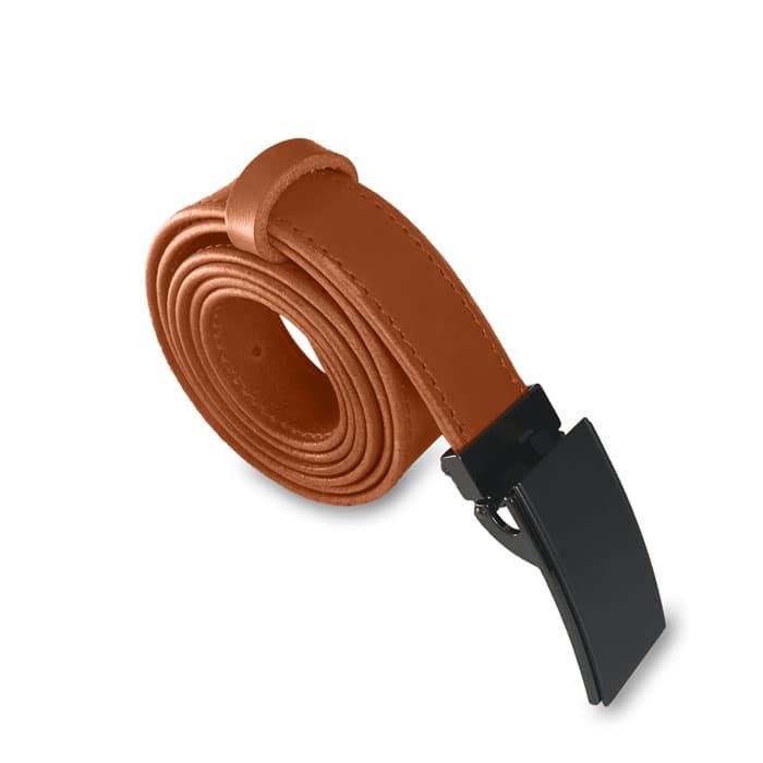 Visuel de la ceinture camel en cuir doublée