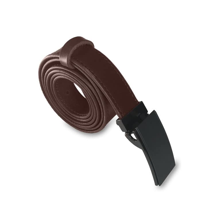 Visuel de la ceinture marron en cuir doublée