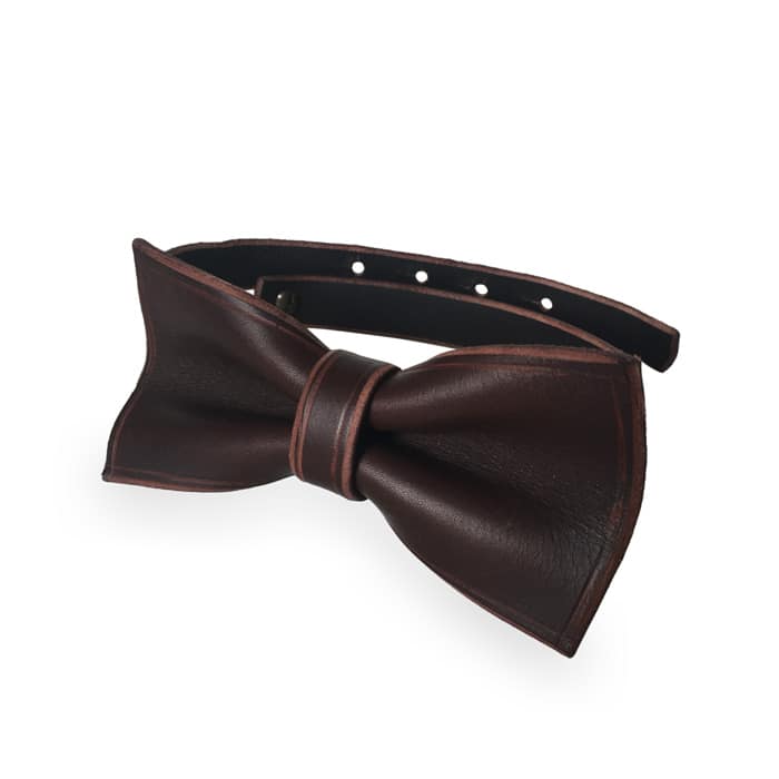 Profil du noeud papillon en cuir marron