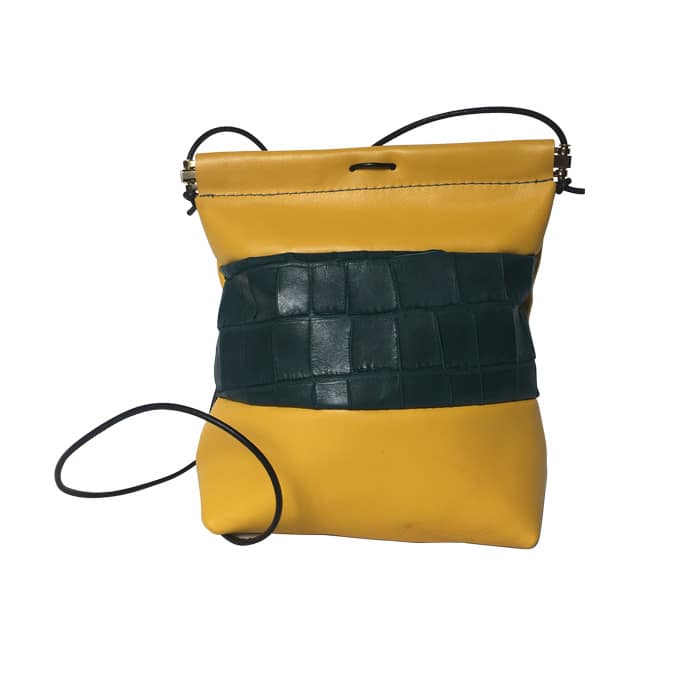 Sac clic-clac en cuir fantaisie de couleur jaune