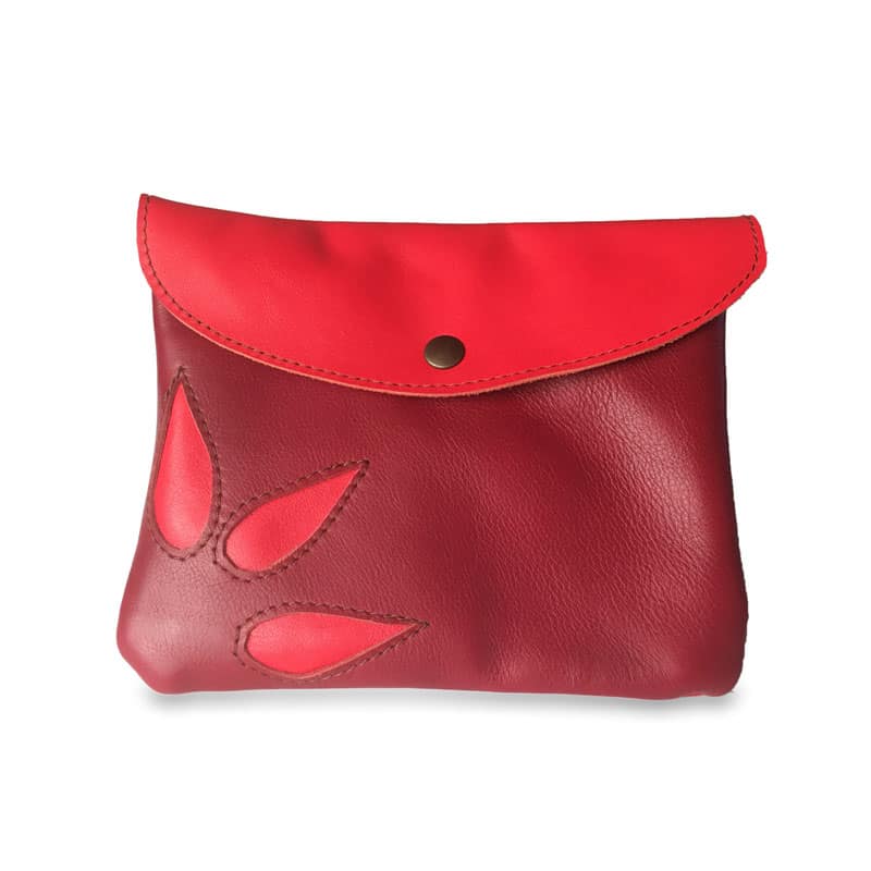 Image du sac pochette magique en cuir rouge